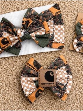 Carhartt Kids Orange, Green & Brown Camouflage Bow Headband
